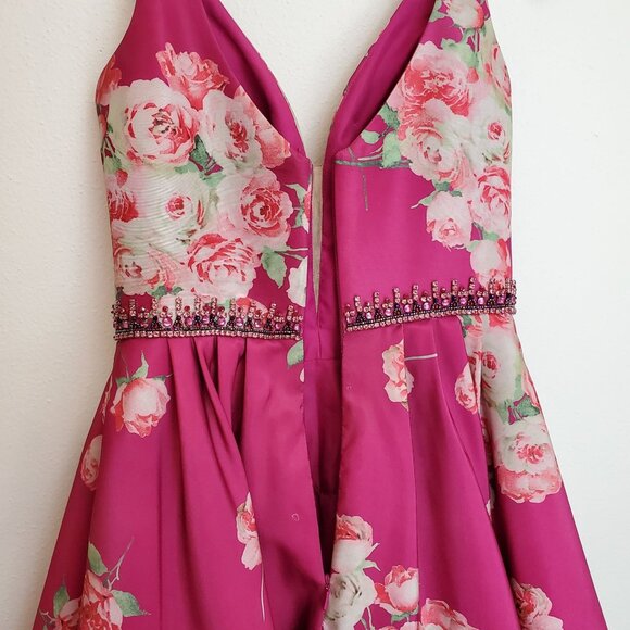 Sherri Hill pink floral formal mini dress - Picture 8 of 14